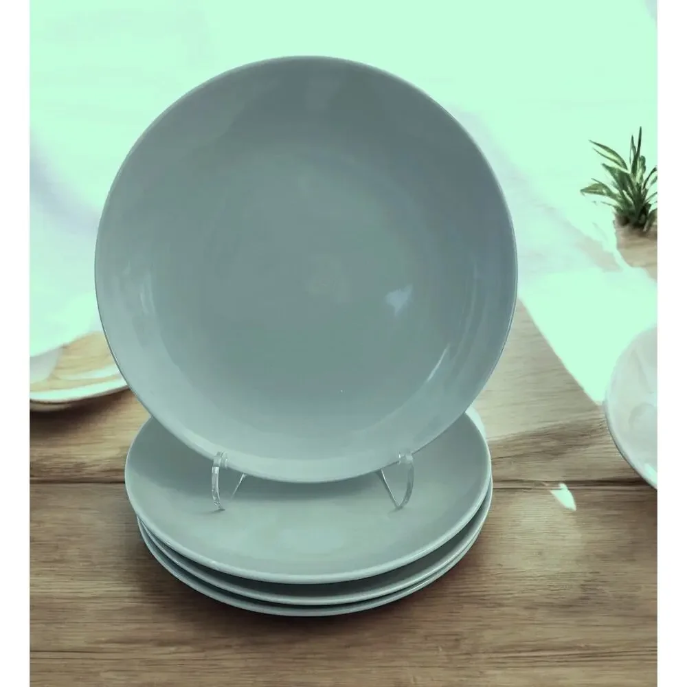 Set Four 4 WEST ELM 10” Heavy Turquoise Dinner Plates Dishwasher Microwave Safe!